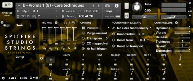Spitfire Audio Spitfire Studio Strings Professional interface