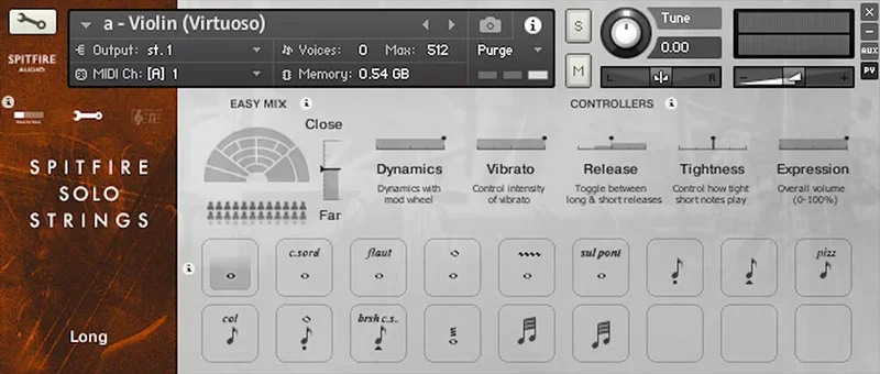 Spitfire Audio Spitfire Solo Strings interface