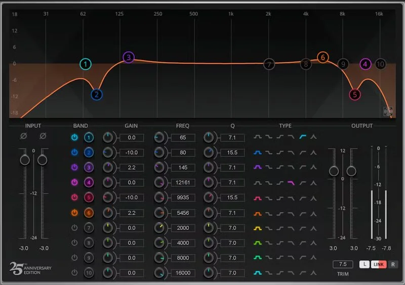 Waves Q10 Equalizer interface