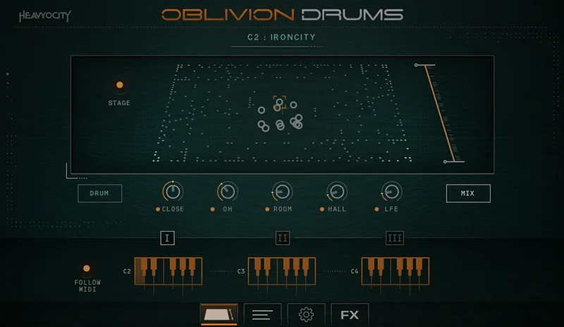 Heavyocity Oblivion Drums interface