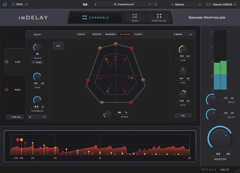 Sound Particles inDelay [Education] interface