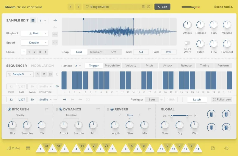 Excite Audio Bloom Drum Machine Upgrade from Bloom Drum Machine Lite interface