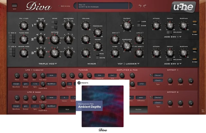 Exclusive Bundles+ u-he Diva + Free Ambient Depths Expansion interface