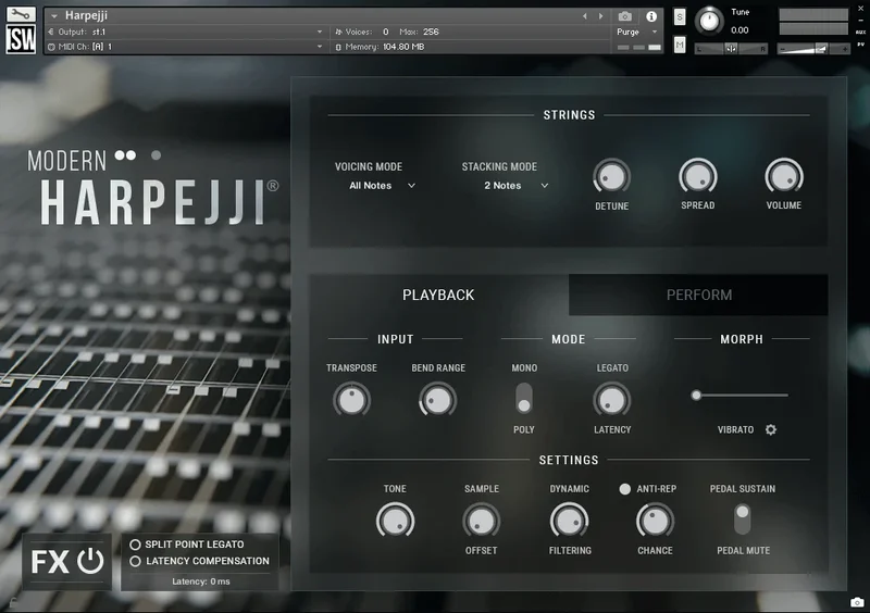 Impact Soundworks Modern Harpejji interface