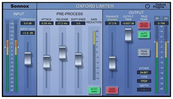 Universal Audio Sonnox Oxford Limiter v2 interface