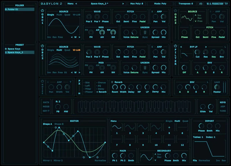 W. A. Production Babylon 2.1 interface