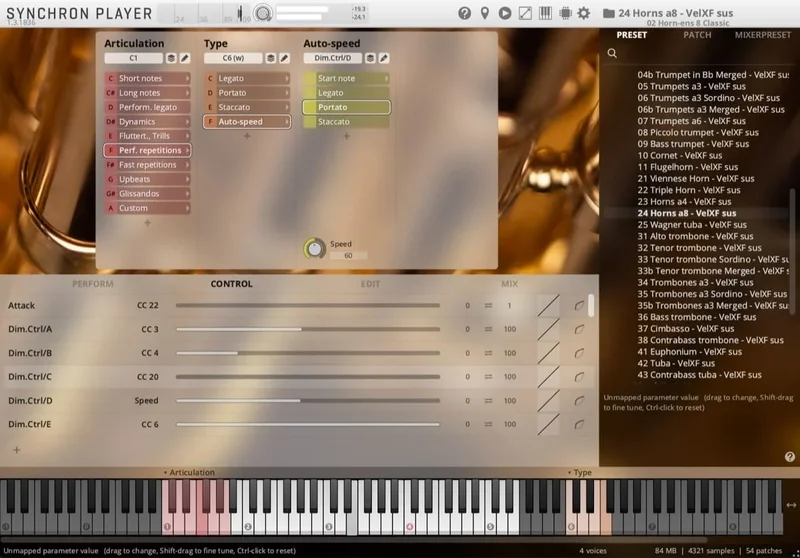 VSL Studio Special Brass: Epic Horns interface