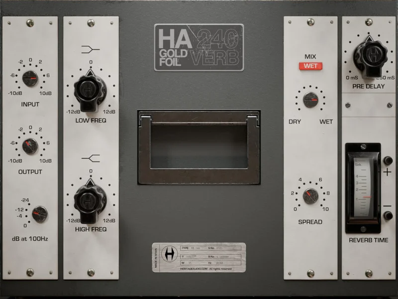 Heritage Audio HA 240 Gold Foil Verb interface