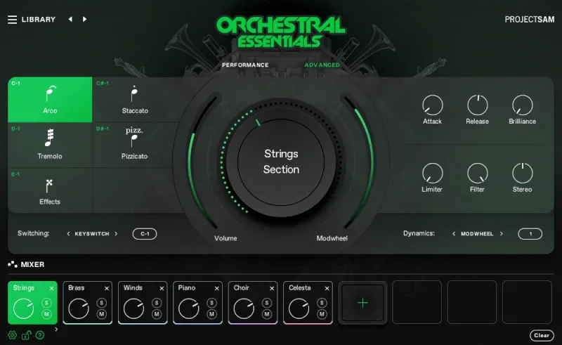 ProjectSAM Orchestral Essentials Bundle interface