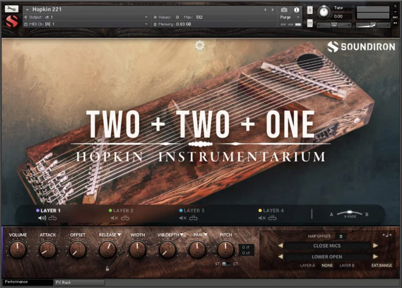 Soundiron Hopkin Instrumentarium: 2+2+1 interface