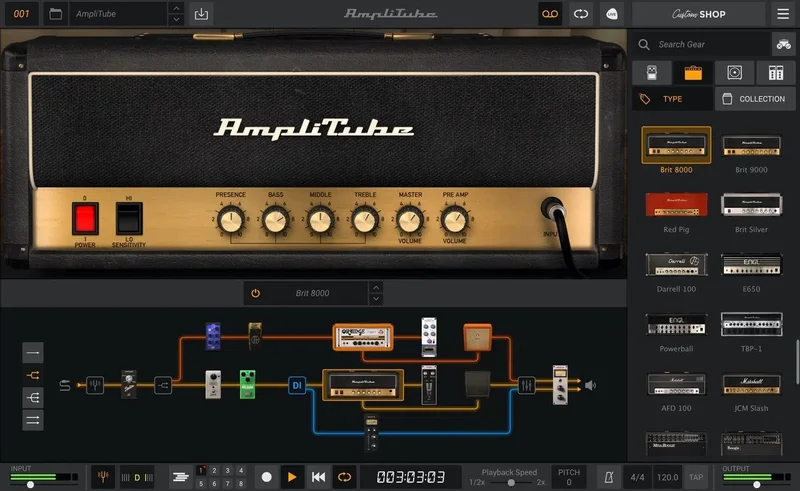 IK Multimedia AmpliTube 5 SE interface