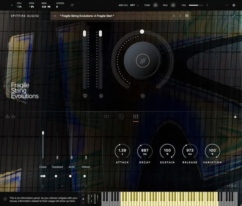 Spitfire Audio Fragile String Evolutions interface