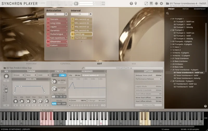 VSL Synchron Brass interface