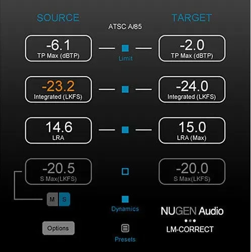 NUGEN Audio LM-Correct DynApt Extension interface