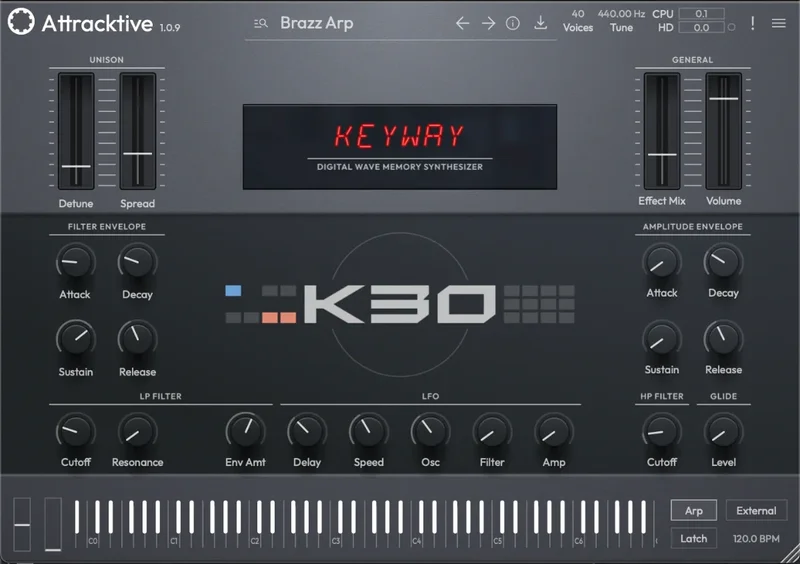 Tracktion Attracktive: Keyway K30 interface