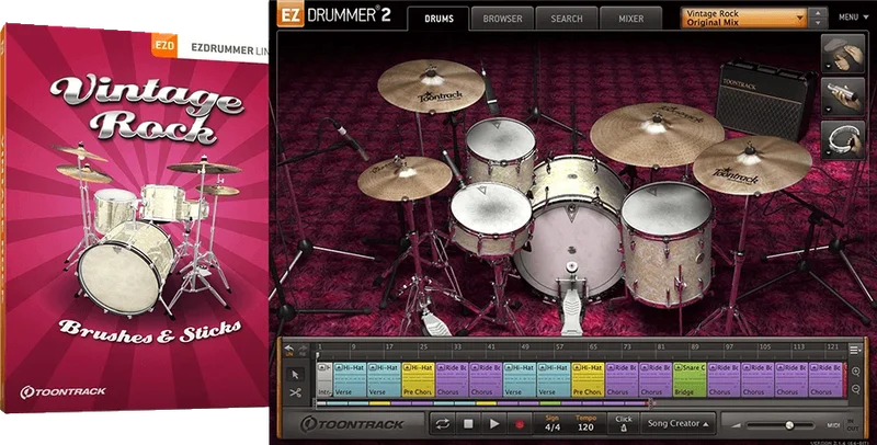 Toontrack EZX Vintage Rock interface