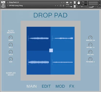 Soundtrax Drop Pad 2 Kontakt Library interface