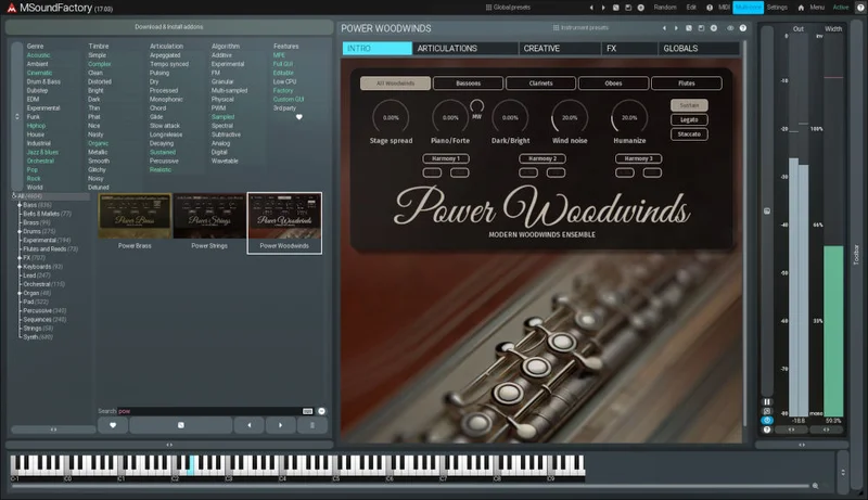 MeldaProduction PowerWoodwinds interface