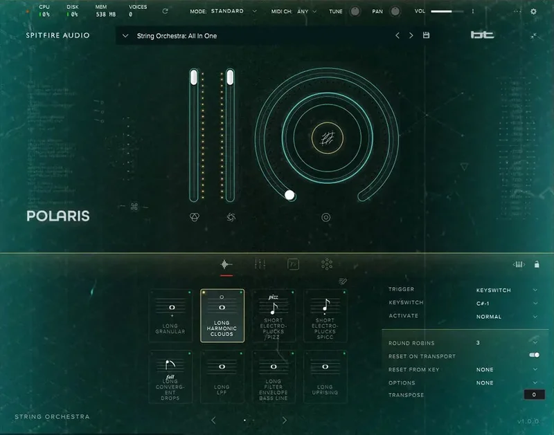 Spitfire Audio Polaris interface