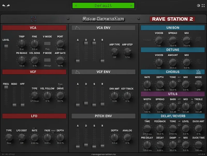 Rave Generation Rave Station 2 interface