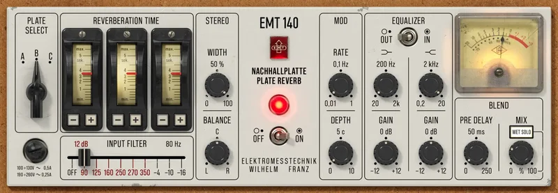 Universal Audio EMT® 140 Classic Plate Reverberator interface