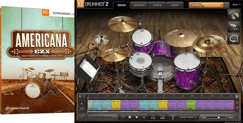 Toontrack EZX Americana interface