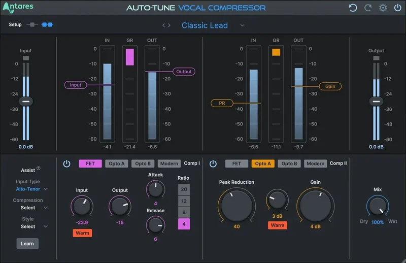 Antares AutoTune Vocal Compressor interface