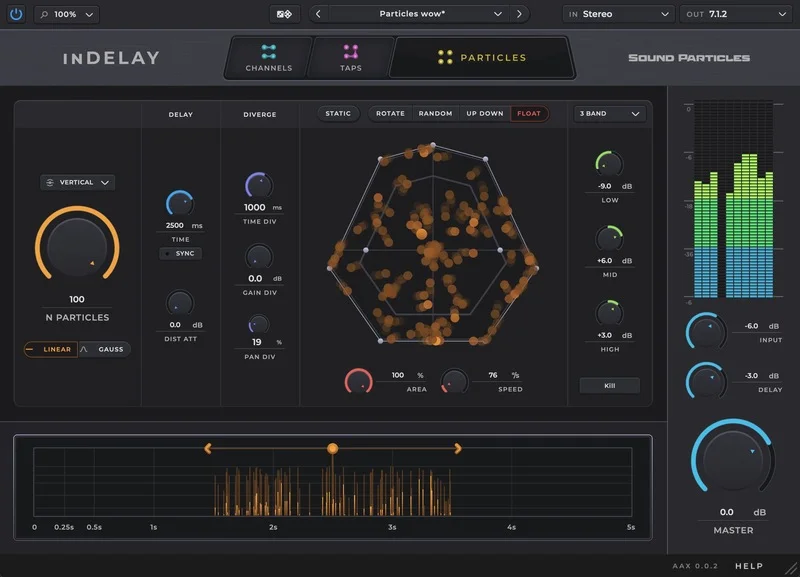 Sound Particles inDelay EDU Version interface