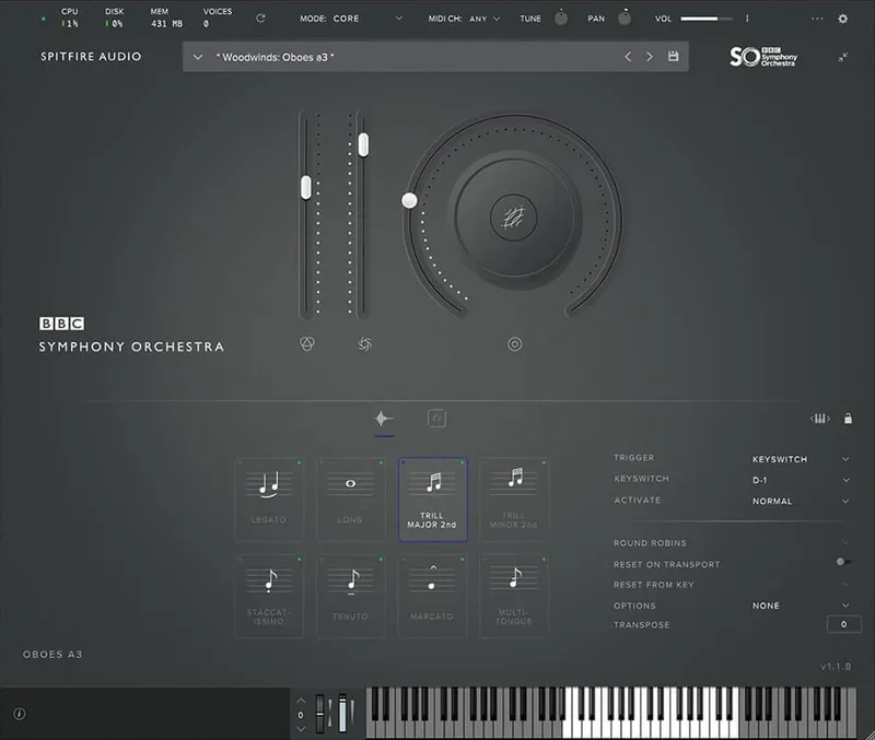 Spitfire Audio BBC Symphony Orchestra Core interface