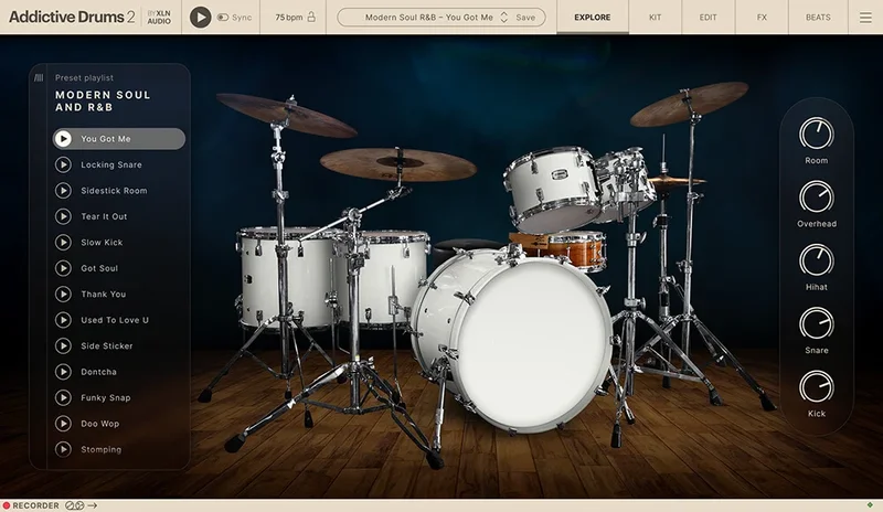 XLN Audio Addictive Drums 2: Soul and R&B Collection interface
