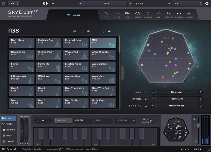 Sound Particles SkyDust 3D [Education] interface