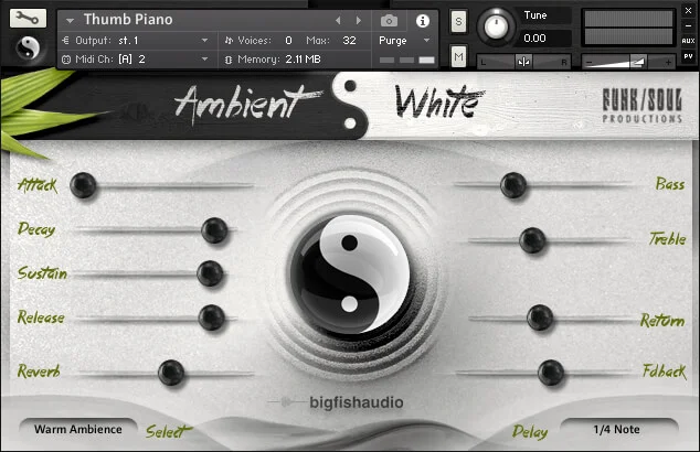 Big Fish Audio Ambient White interface