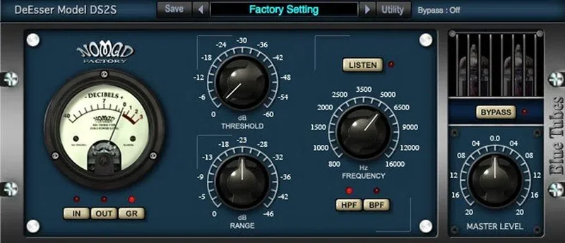 Nomad Factory Blue Tubes Deesser DS-2S interface