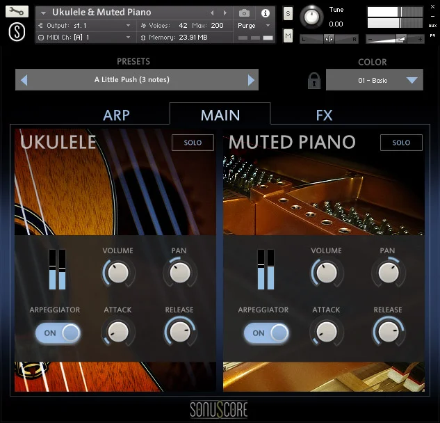 Sonuscore Origins Vol.5: Ukulele & Muted Piano interface