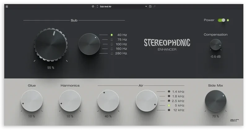 AIR Music Technology Stereophonic Enhancer interface