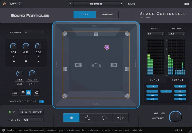 Sound Particles Space Controller Studio [Education] interface