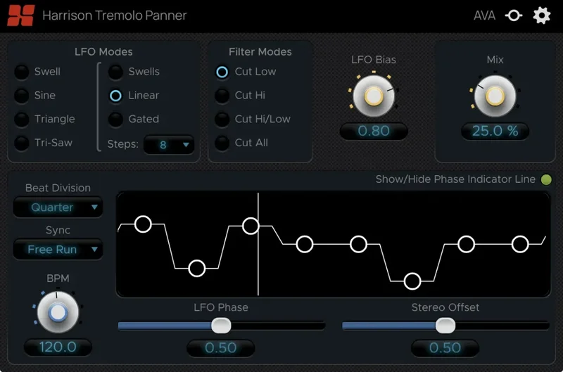 Harrison Tremolo Panner interface