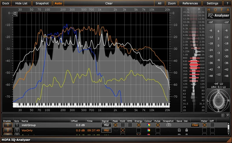 HOFA IQ Series Analyzer V2 App + Plugin interface