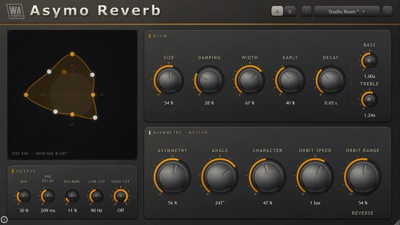 W. A. Production Asymo Reverb interface