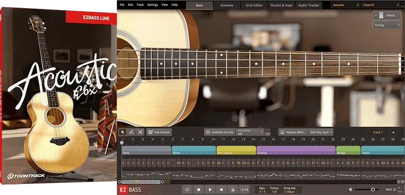 Toontrack EBX Acoustic Bass interface