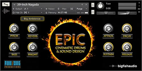 Big Fish Audio Epic Cinematic Drums & Sound Design interface