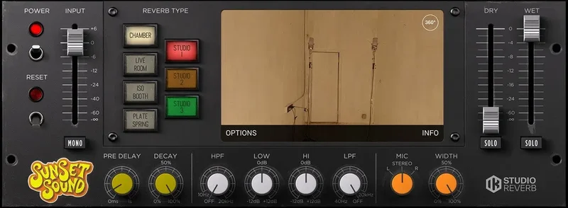 IK Multimedia T-RackS Sunset Sound Studios Reverb interface