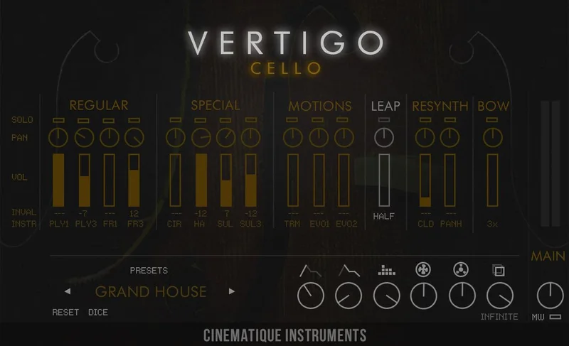 Cinematique Instruments Vertigo Cello interface