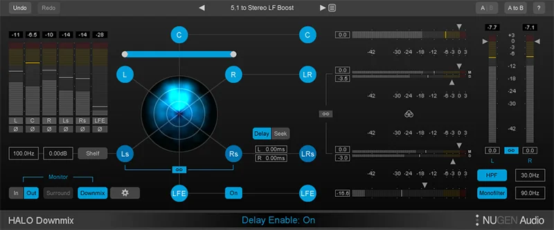 NUGEN Audio Halo Downmix with 3D Immersive Extension interface