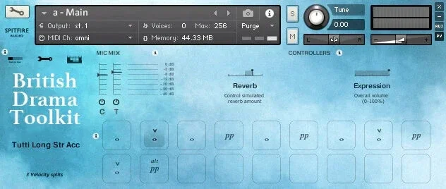 Spitfire Audio British Drama Toolkit interface