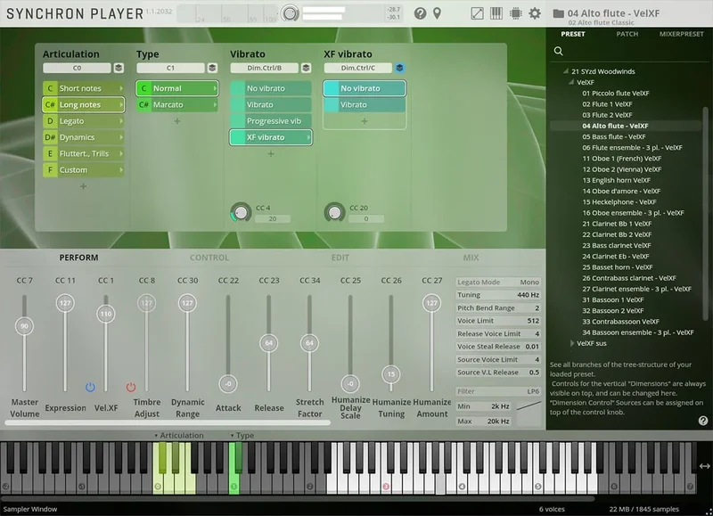 VSL Studio Alto Flute interface