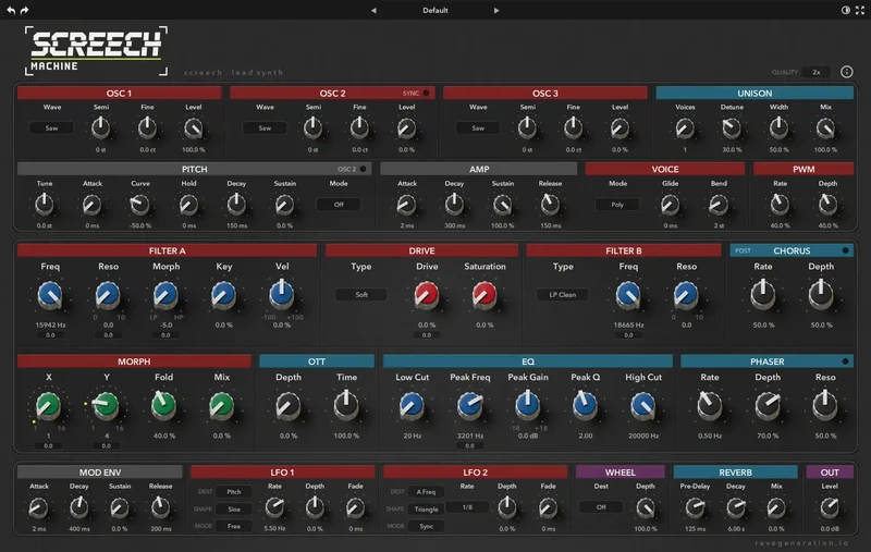 Rave Generation Screech Machine interface