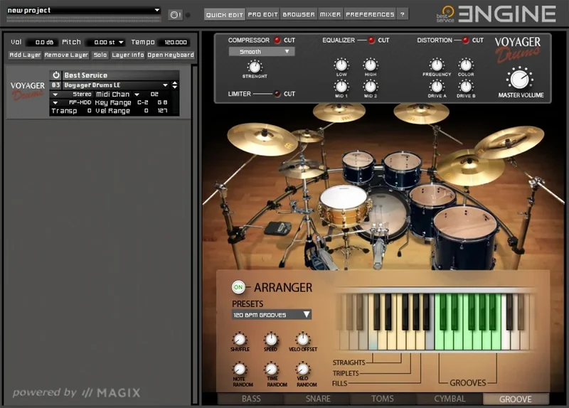 Best Service Voyager Drums LE interface