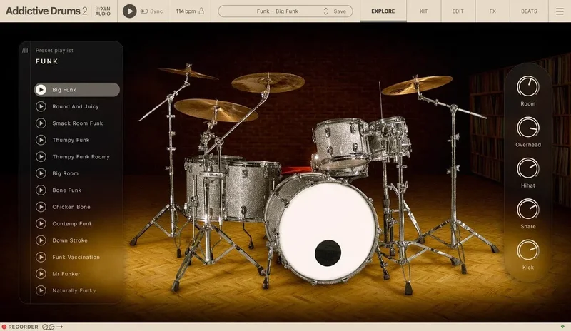 XLN Audio Addictive Drums 2: Funk ADpak interface