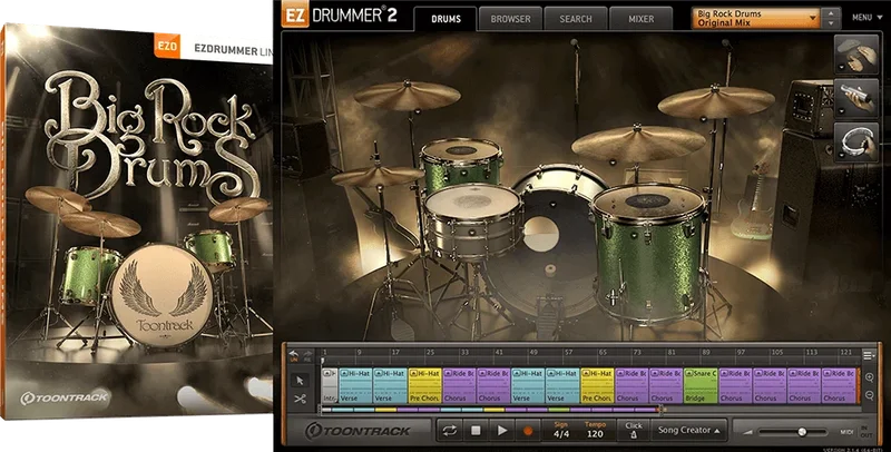 Toontrack EZX Big Rock Drums interface